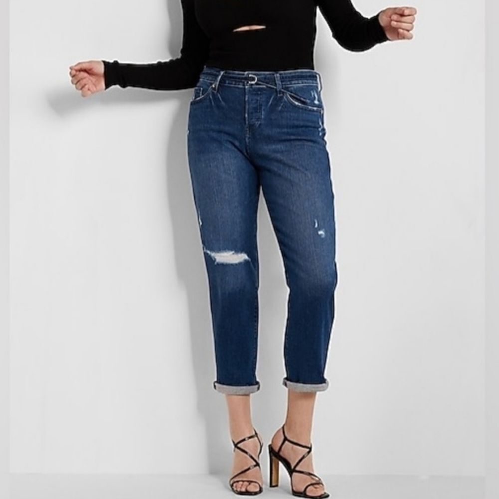 Express Mid Rise Boyfriend Distressed Jeans Size 8R